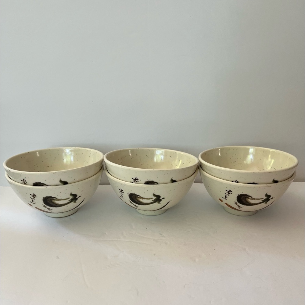 Pack Of 6 Melamine Eggplant Zen Swirl Dining Soup Cereal Rice Bowls